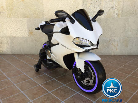 MOTO DUCATI STYLE 12V BLANCA FRONTAL