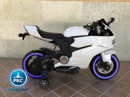 MOTO DUCATI STYLE 12V BLANCA LATERAL IZQUIERDO