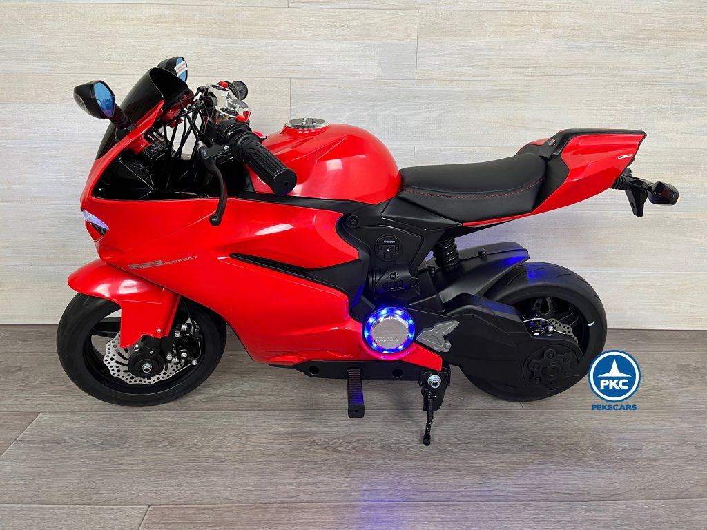 Moto de carreras estilo Ducati 24V Roja lateral