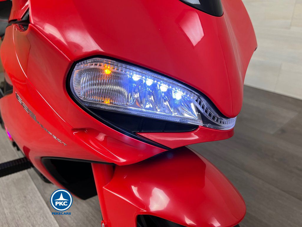 Moto de carreras estilo Ducati 24V Roja faro