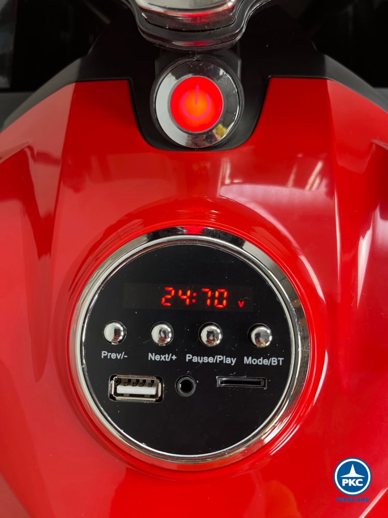 Moto de carreras estilo Ducati 24V Roja display de sonido