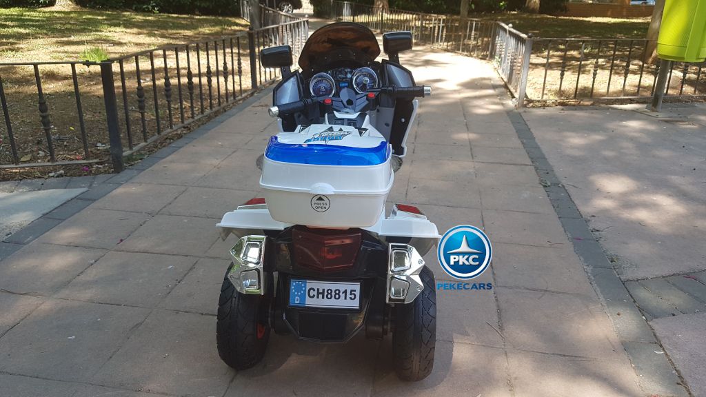 Moto electrica para niños de policia blanca