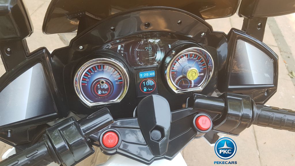 Moto electrica para niños de policia blanca