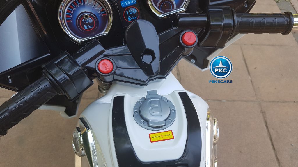 Moto electrica para niños de policia blanca