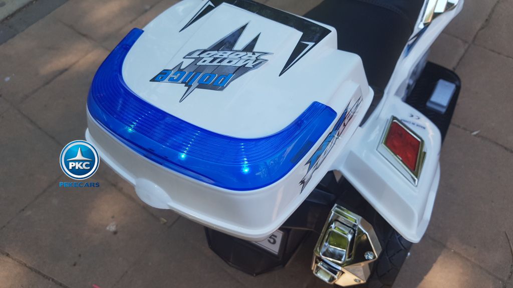 Moto electrica para niños de policia blanca