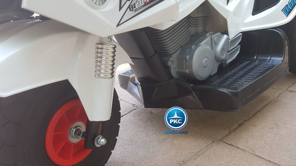 Moto electrica para niños de policia blanca