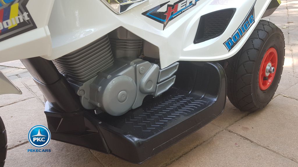 Moto electrica para niños de policia blanca