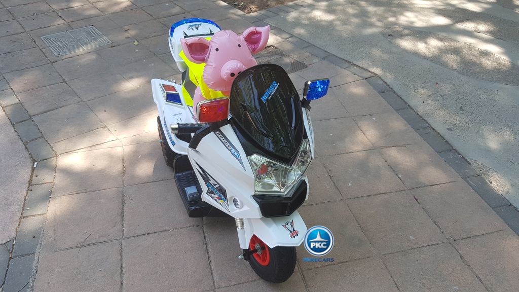 Moto electrica para niños de policia blanca
