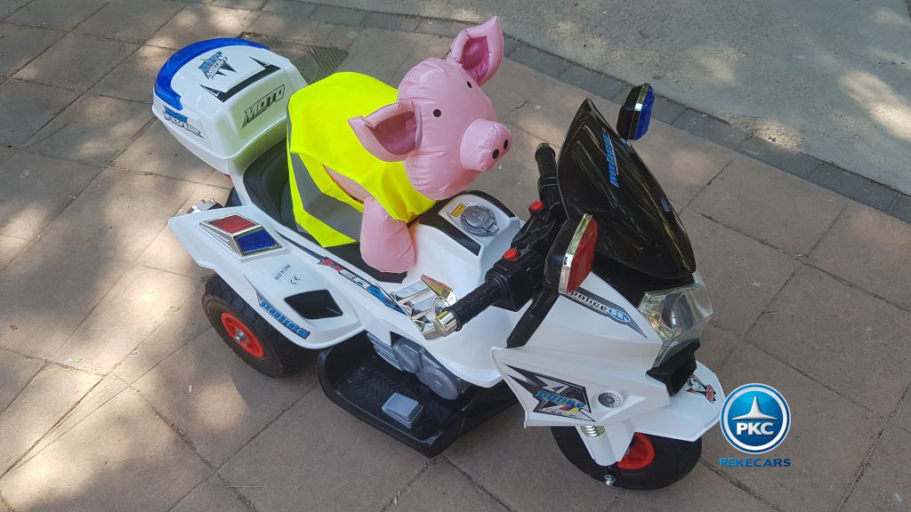 Moto electrica para niños de policia blanca