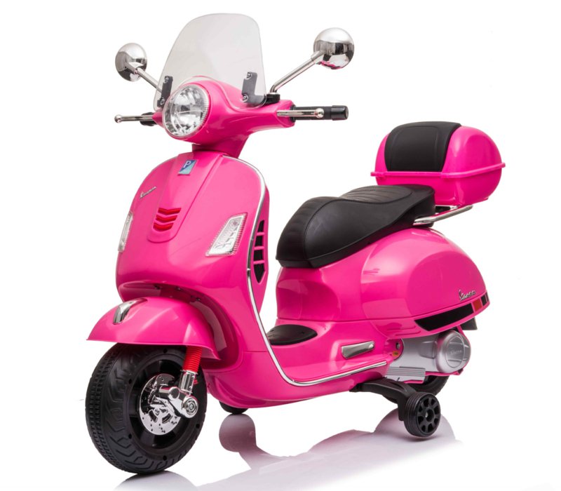 Moto Vespa GTS-S 12V rosa 3/4 izquierda
