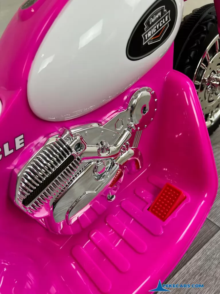 Trimoto electrica para niños de policia 6V Rosa pedal