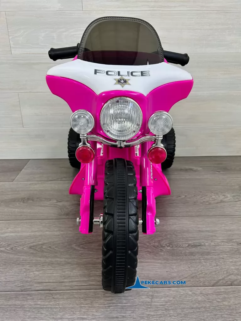Trimoto electrica para niños de policia 6V Rosa frontal