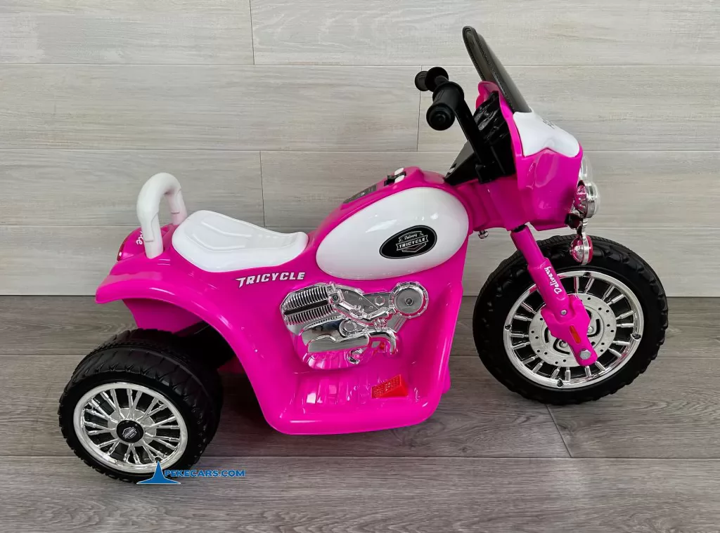 Trimoto electrica para niños de policia 6V Rosa lateral