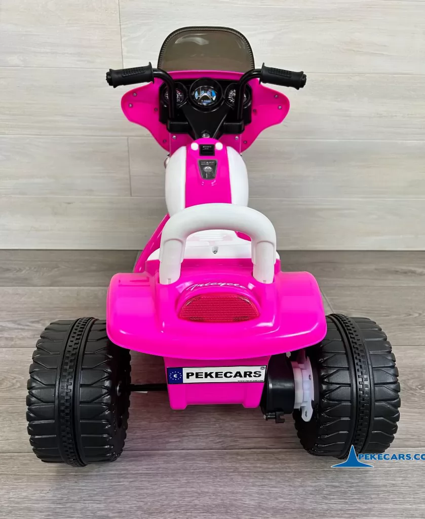 Trimoto electrica para niños de policia 6V Rosa trasera
