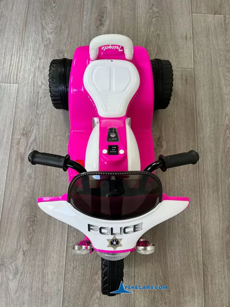Trimoto electrica para niños de policia 6V Rosa aerea