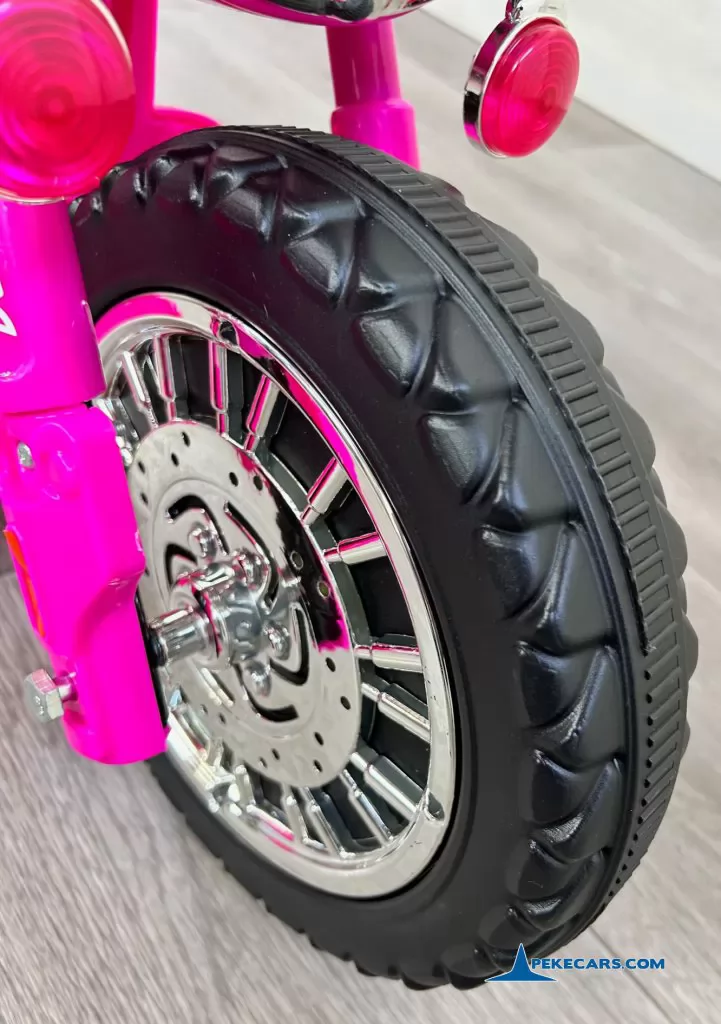 Trimoto electrica para niños de policia 6V Rosa rueda