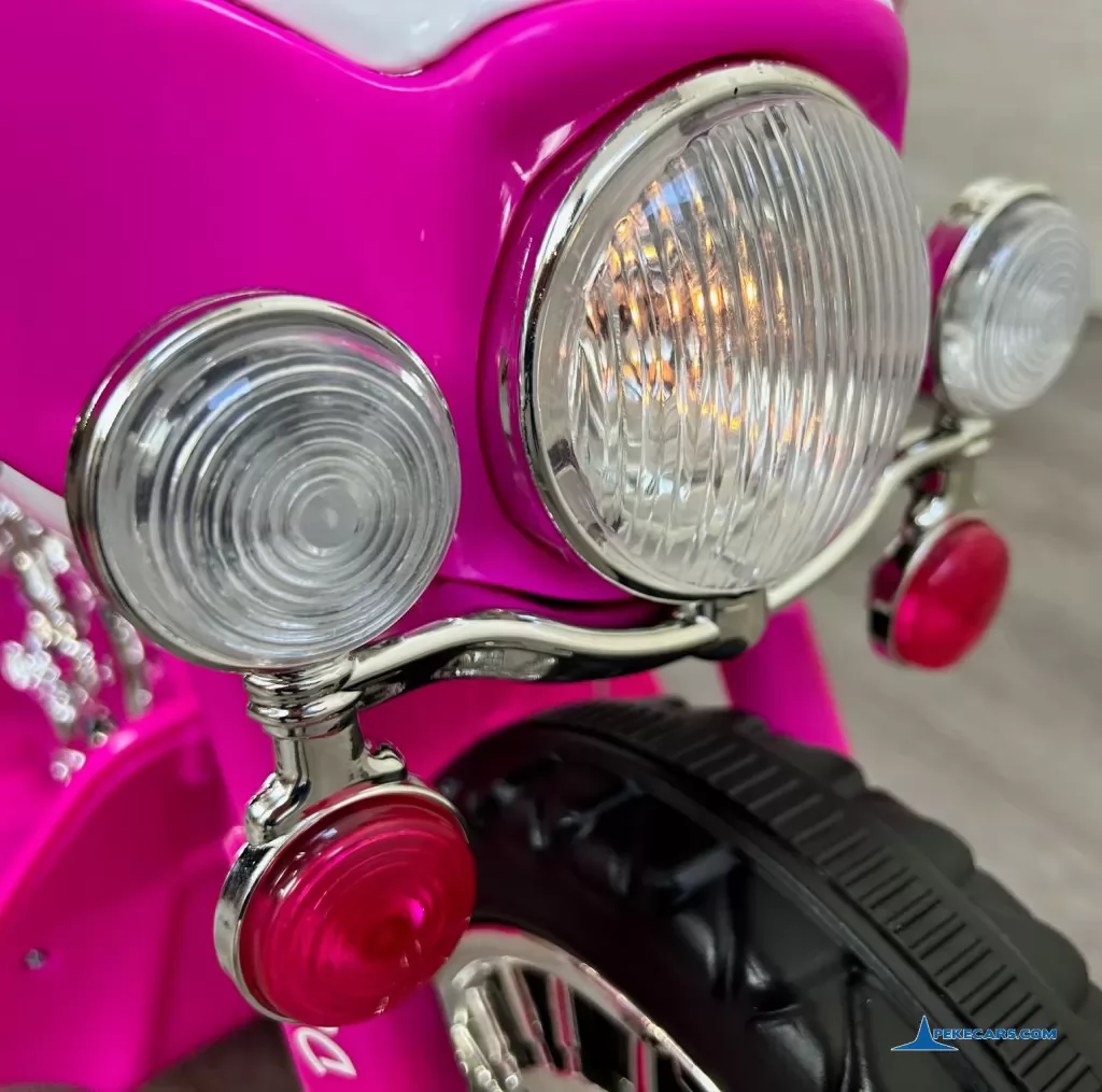 Trimoto electrica para niños de policia 6V Rosa faro