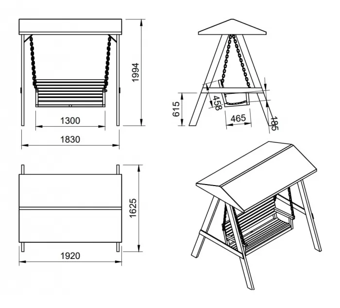 Balancin Elna L Doble con Cojin Horeca - medidas totales