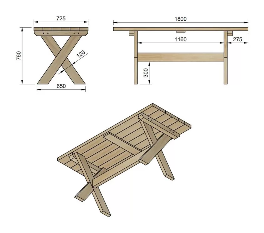 Mesa Picnic Masgames Xerta Horeca - medidas