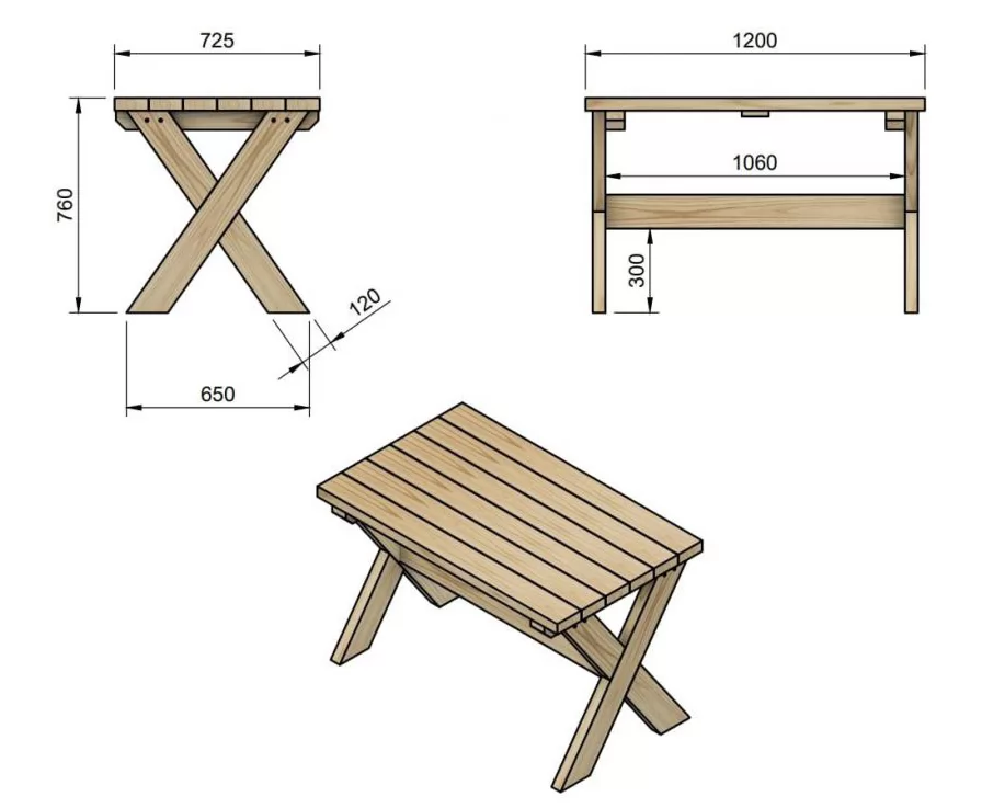 Mesa Picnic Masgames Xerta M Color Horeca - medidas
