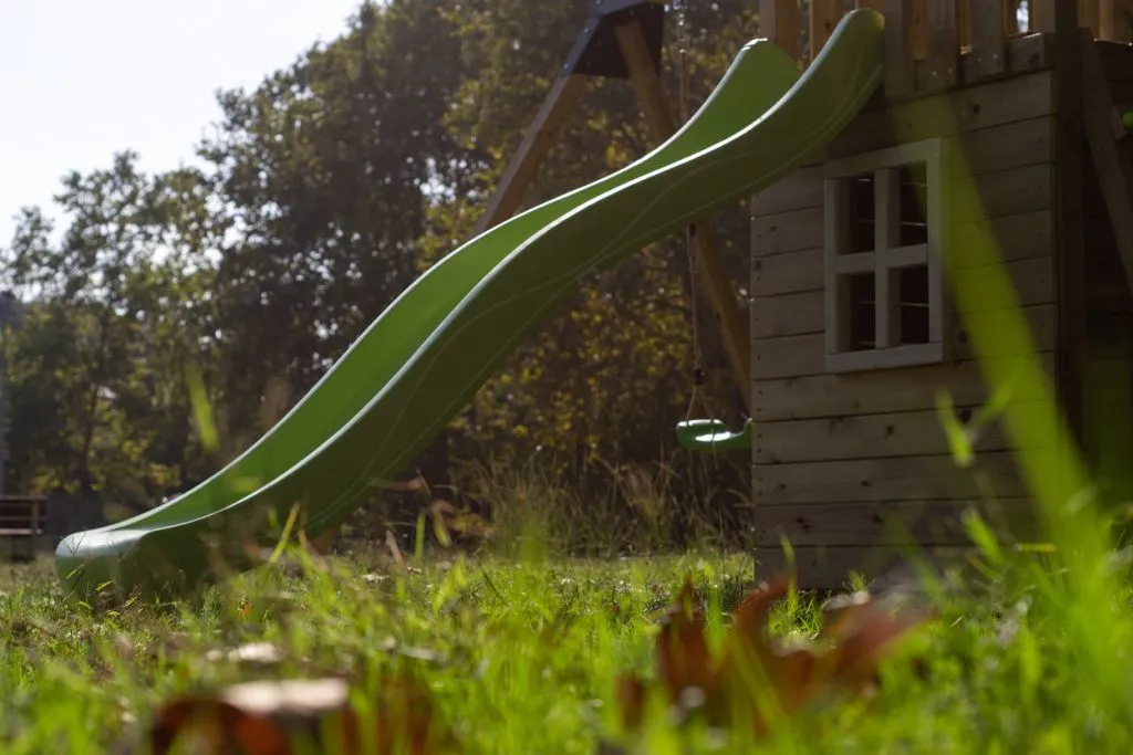 Torre Masgames Tibidabo con Tejado de Lona, Caseta, rampa y columpio doble - vista tobogan