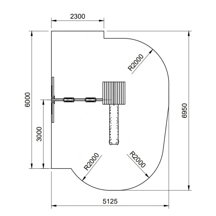 Parque Infantil Carlit L con tejado de lona y columpio doble - area de seguridad
