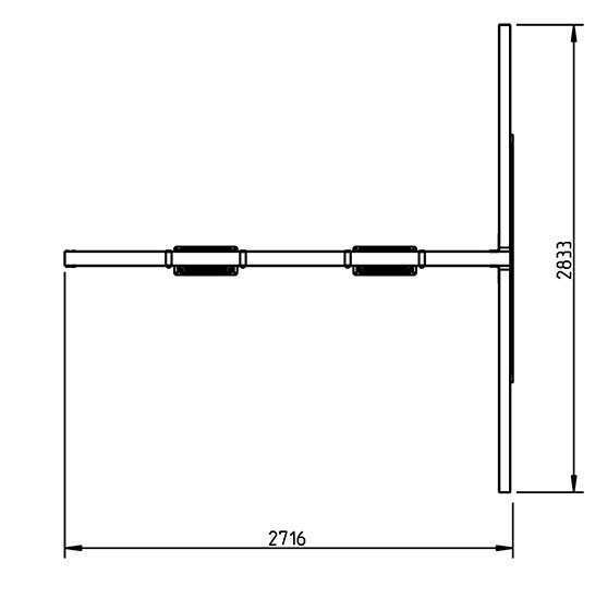 Columpio doble apoyado para torres de 1,5 m de altura - vista grafico aereo
