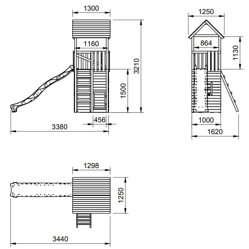 Torre Infantil Tibidabo XL con Caseta - medidas