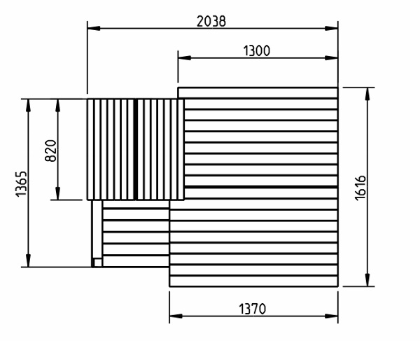 Parque infantil Lookout S - vista grafico medidas aereo