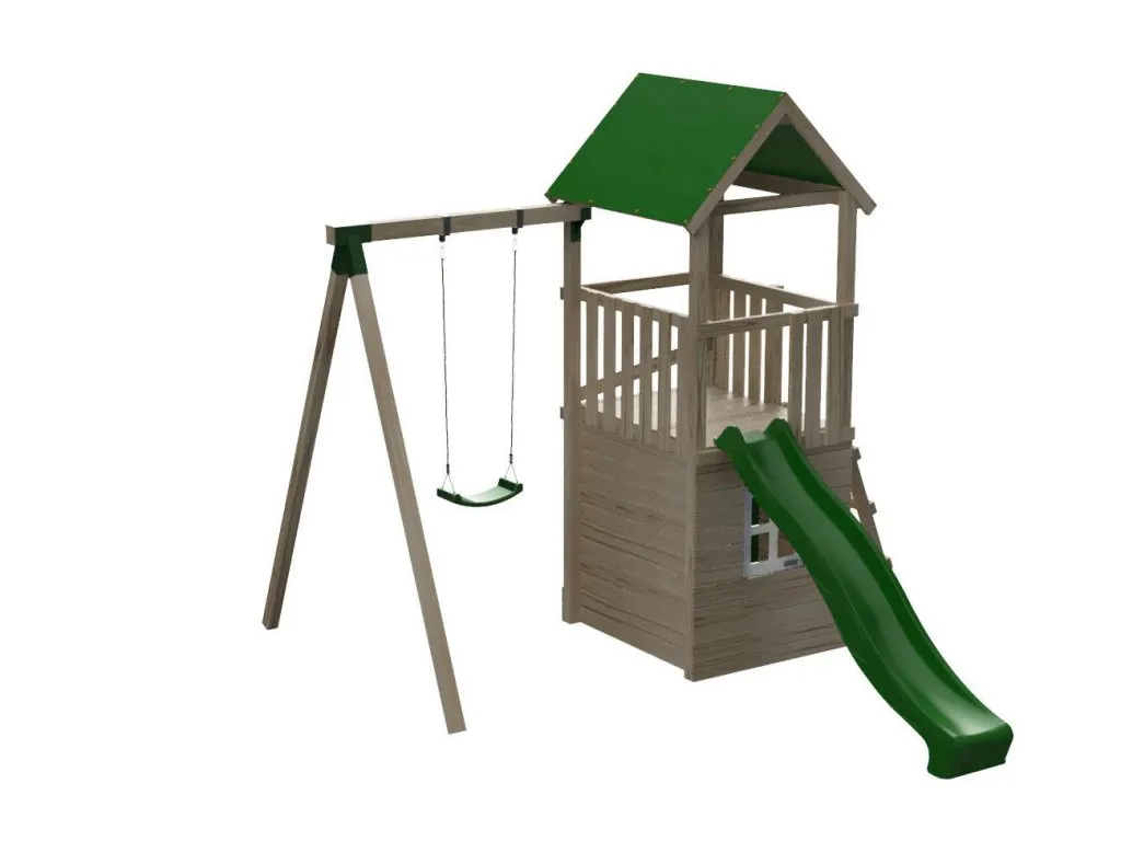 Torre Masgames Tibidabo L con tejado de lona, Caseta y Columpio Individual