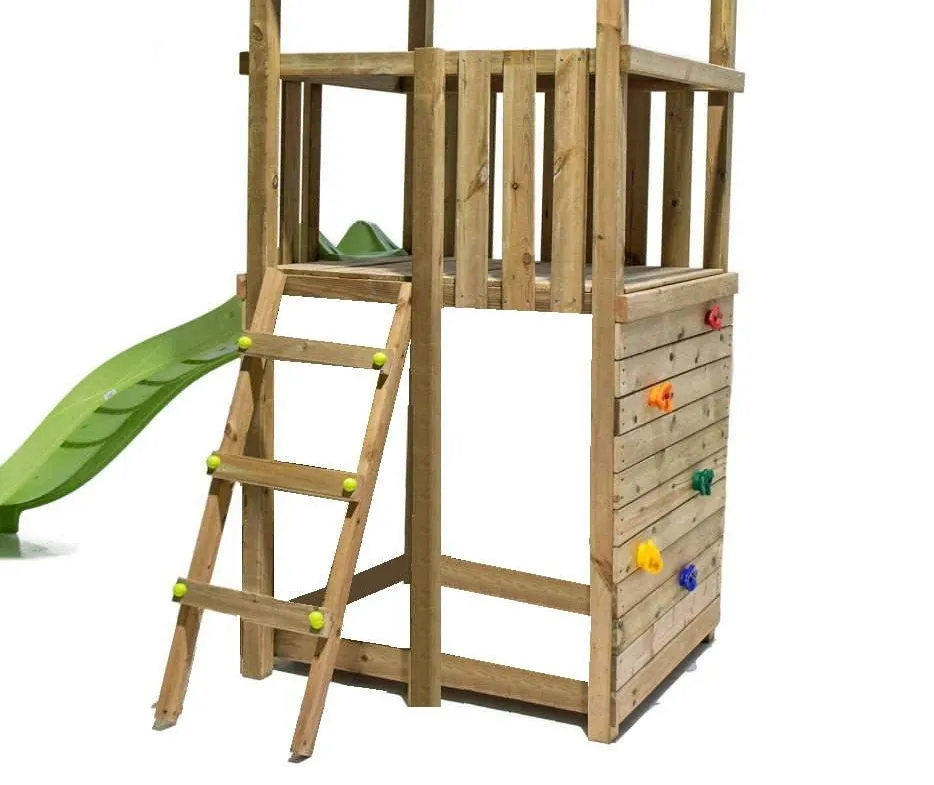 Torre Infantil Tibidabo L con tejado de lona y rampa de Escalada - zoom rampa