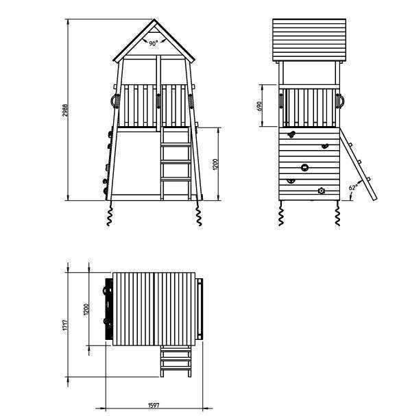 Torre de Madera para Niños Belvedere - Medidas