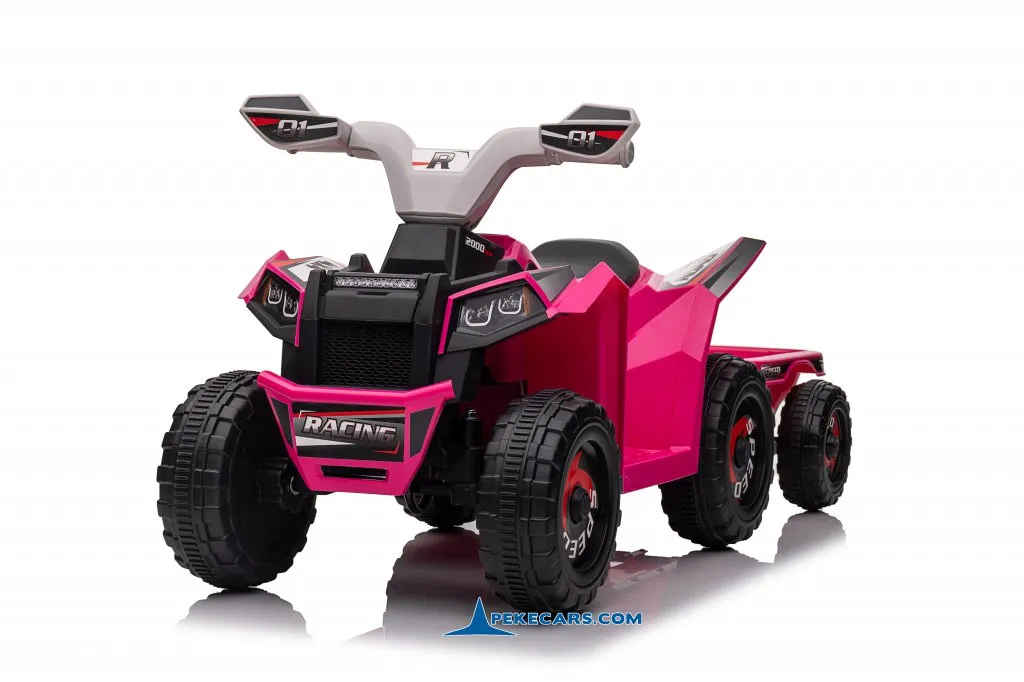 Quad Electrico Racing Speed 6V Rosa con Remolque