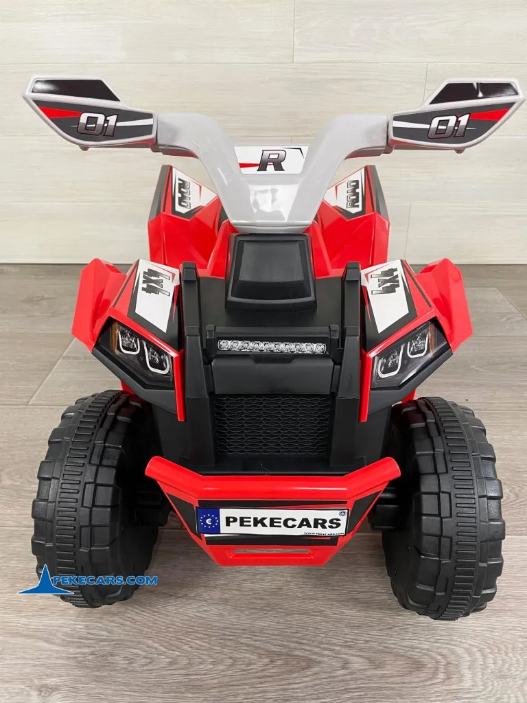 Quad Electrico Racing Speed 6V Rojo con Remolque vista frontal