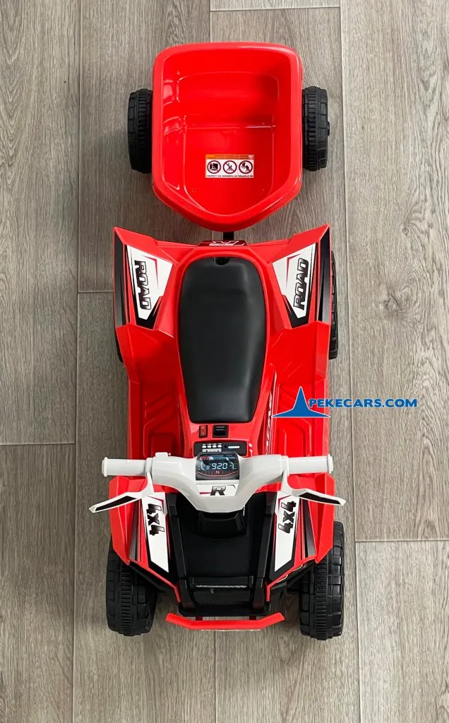 Quad Electrico Racing Speed 6V Rojo con Remolque vista arriba