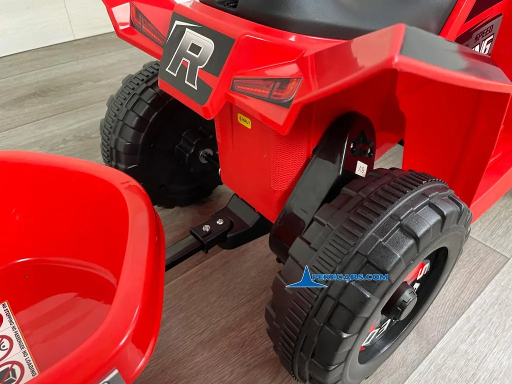 Quad Electrico Racing Speed 6V Rojo con Remolque vista remolque