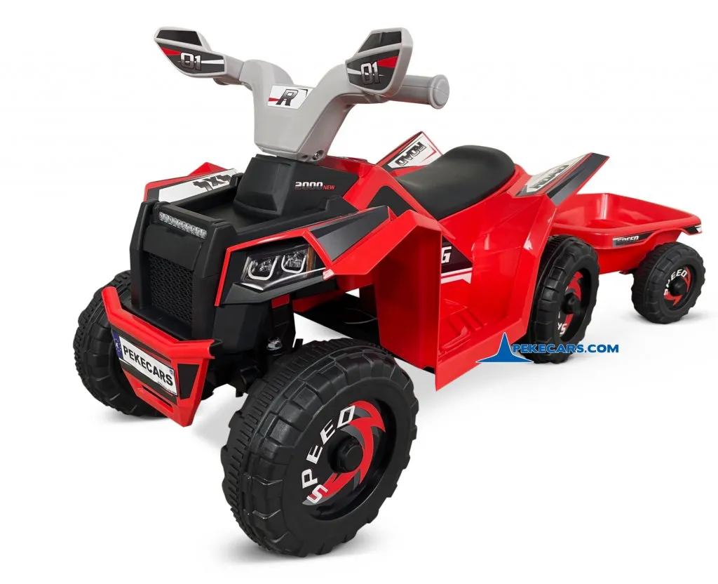 Quad Electrico Racing Speed 6V Rojo con Remolque