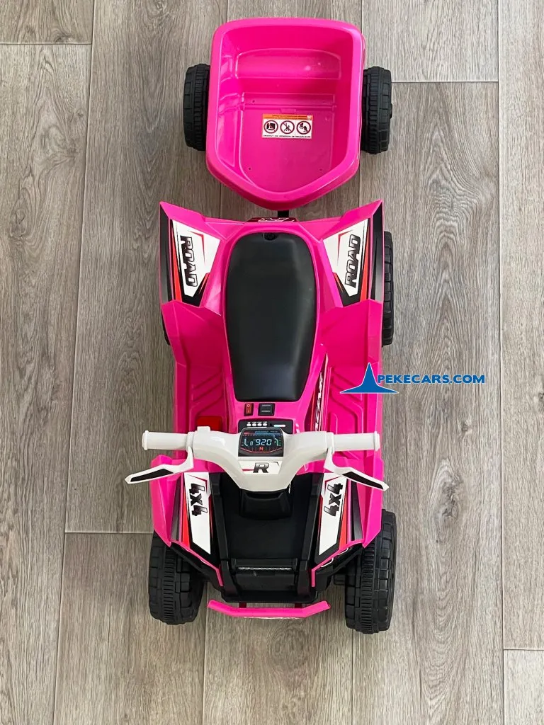 Quad Electrico Racing Speed 6V Rosa con Remolque vista arriba