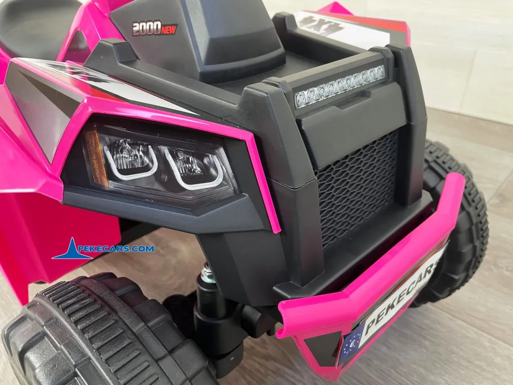 Quad Electrico Racing Speed 6V Rosa con Remolque luces frontales