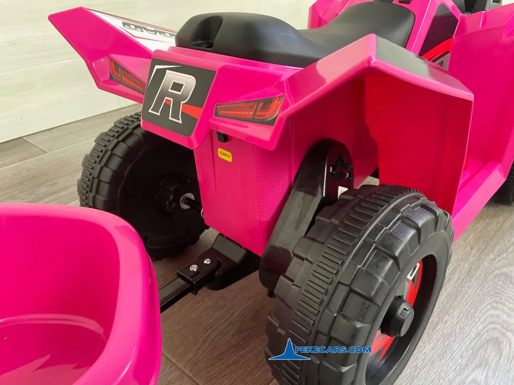 Quad Electrico Racing Speed 6V Rosa con Remolque vista remolque
