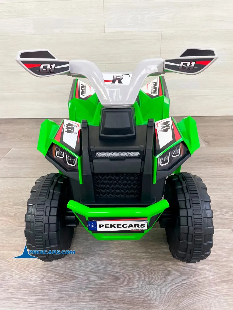 Quad Electrico Racing Speed 6V Verde con Remolque vista delantera