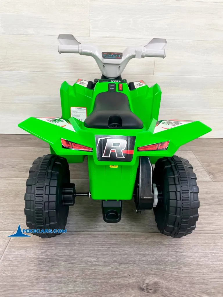 Quad Electrico Racing Speed 6V Verde con Remolque vista trasera