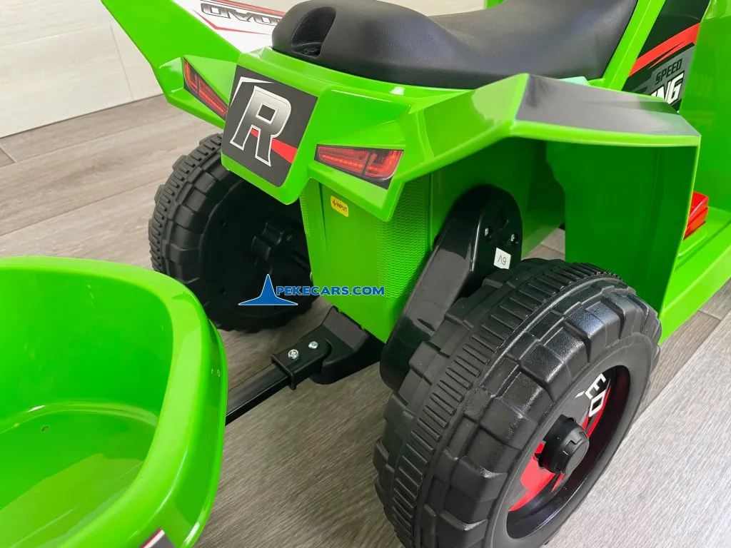 Quad Electrico Racing Speed 6V Verde con Remolque conexion remolque