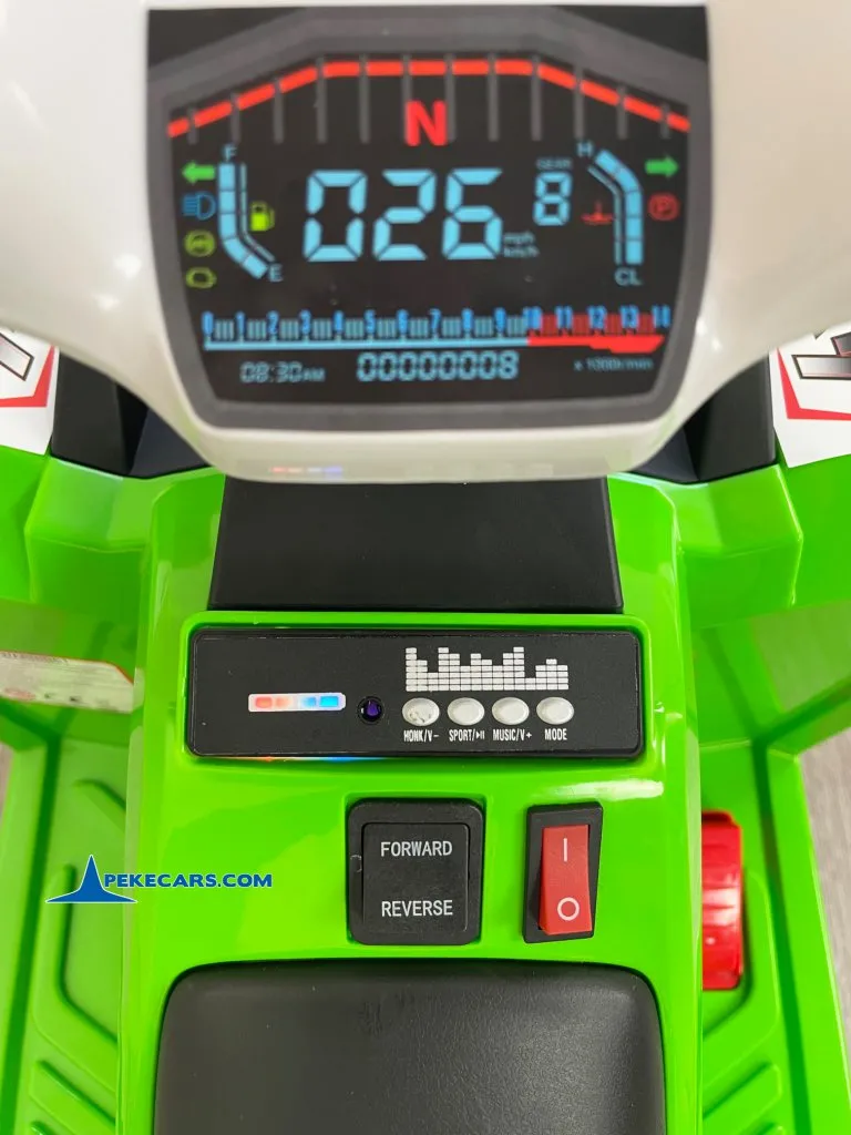 Quad Electrico Racing Speed 6V Verde con Remolque botonera