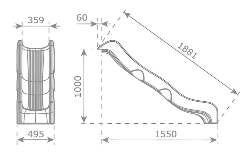 Rampa tobogán Optima 100 cm Horeca - medidas