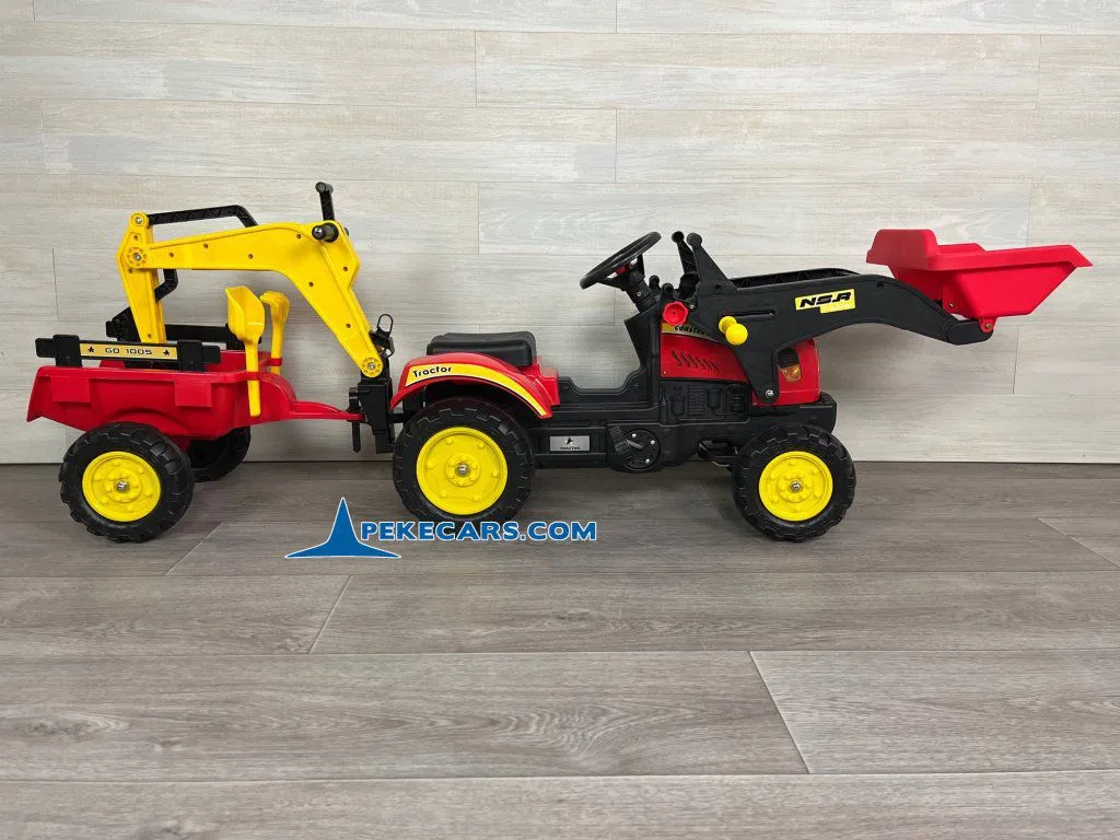 Tractor a pedales infantil con pala remolque y excavadora