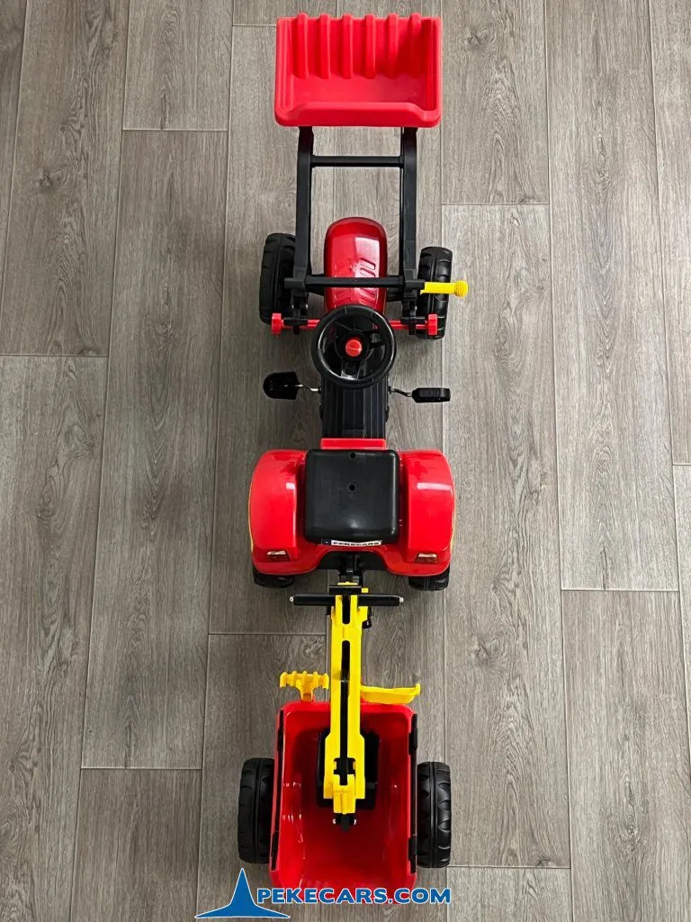 Tractor a pedales para niños con pala remolque y excavadora
