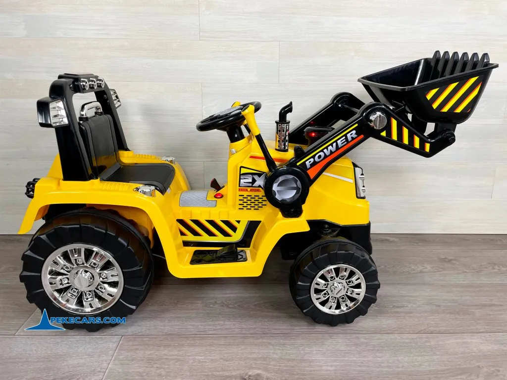 TRACTOR ELÉCTRICO PALA EXCAVADORA DELANTERA 12V 2.4G S/H SPEED CAT STYLE detalle izquierda