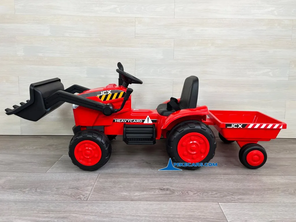 Tractor Electrico Peketrac 3100 12V 2.4G Rojo vista lateral