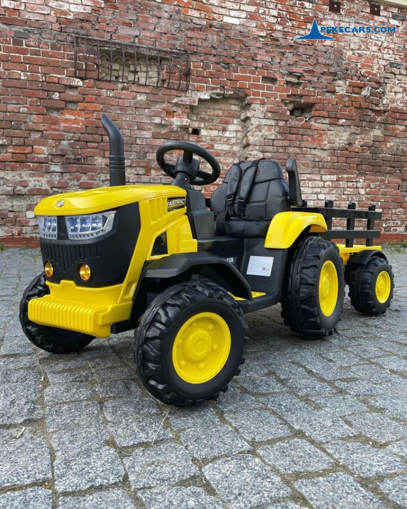 Tractor Eléctrico 4200 12V 2.4G Amarillo con Remolque perspectiva
